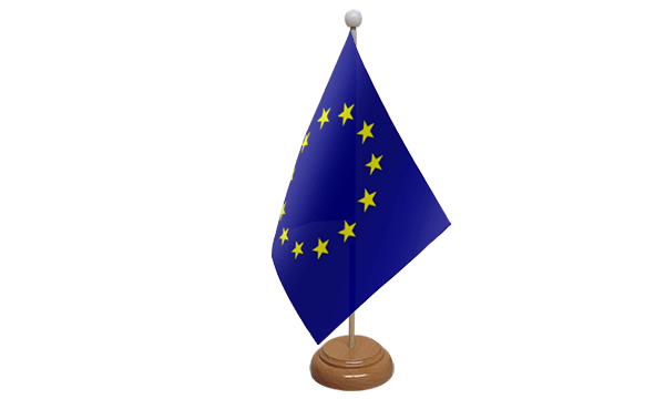 European Union (EU) Small Flag with Wooden Stand